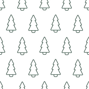 Green Christmas trees outline pattern