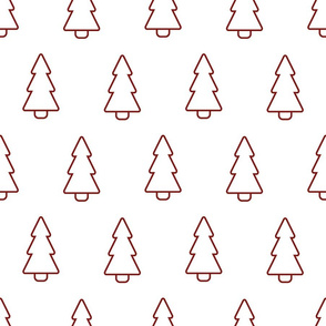 Red Christmas trees outline pattern