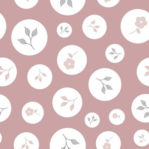 Flowers and leaves pattern on pink