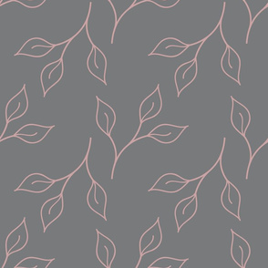 Pink leaves on grey texture pattern