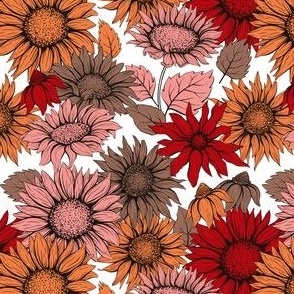 Warm Sunflowers Seamless Pattern