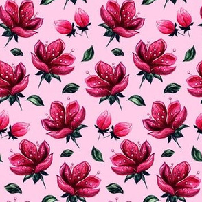 Pink Watercolor Floral Wallpapers, Seamless Pattern