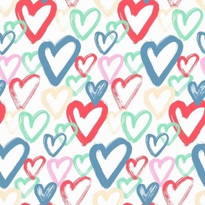 Hand drawn colorful  hearts