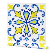 Azulejos Tiles with Rhombus - Watercolor Handdrawn Art