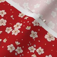 cherry blossom- cherry red background