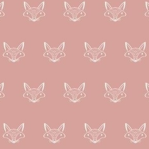 Fox fabric - boho neutral fabric, autumn cottagecore design - dusty pink
