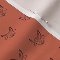 Fox fabric - boho neutral fabric, autumn cottagecore design - rust