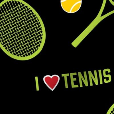 I love tennis. Green on black - large scale tiles