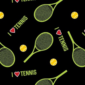 I love tennis. Green on black - large scale tiles