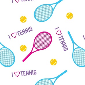 I love tennis - pink and blue - large scale tiles