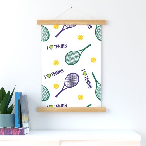 I love tennis - green and purple - large scale tiles