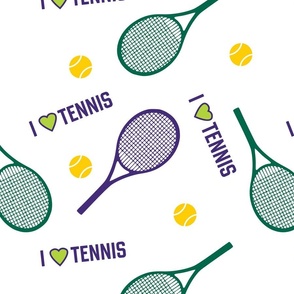 I love tennis - green and purple - large scale tiles