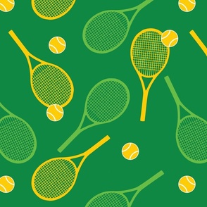 Green and yellow tennis rackets - large tile size