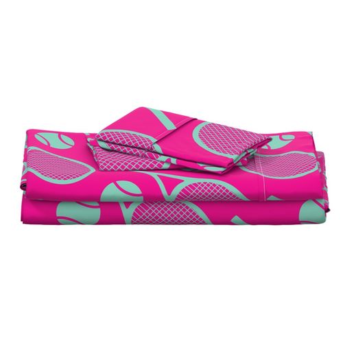 Cool tennis pattern - vivid pink - large scale tiles