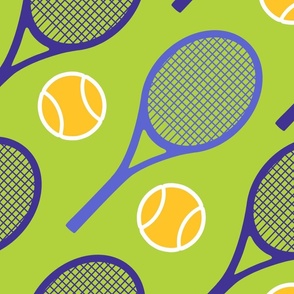Cool tennis pattern - fresh green - large scale tiles