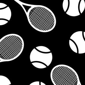Black and white tennis pattern - large scale tiles