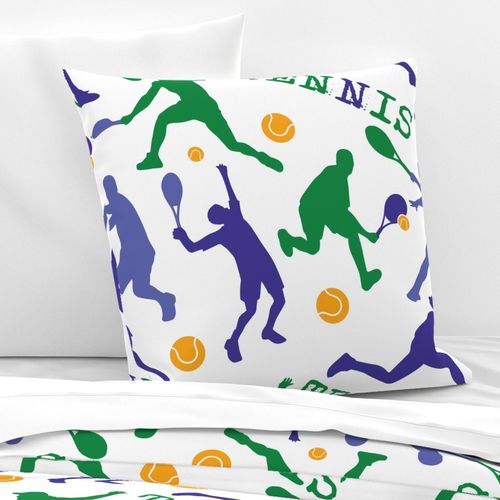 Colourful tennis silhouettes on white -  large scale tiles