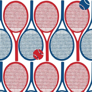 Tennis rackets on white background - large scale tiles