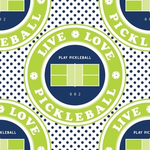 Pickleball - Live, love, play on dotted background - large scale tiles