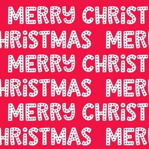 Merry Christmas Typography on Bright Red-medium scale