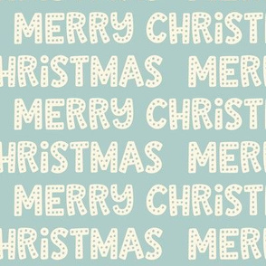 Merry Christmas Typography on Dusty Blue- medium scale