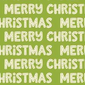 Merry Christmas Typography on Lettuce green-MEDIUM SCALE