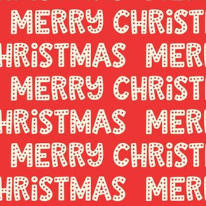 Merry Christmas Typography on Tomato Red-medium scale