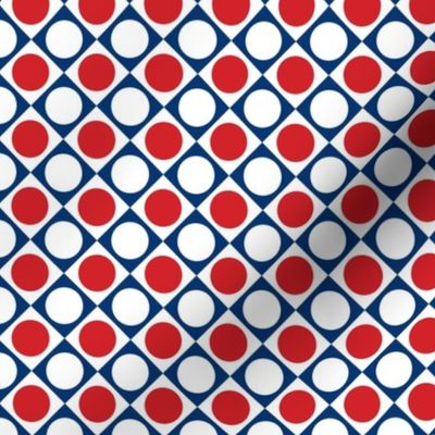 Dots and Squares Red White Blue Tiles Small