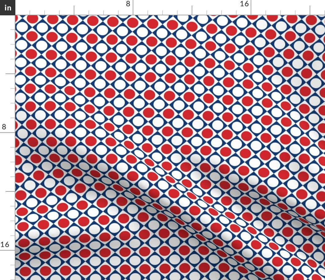 Dots and Squares Red White Blue Tiles Small