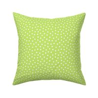 White 5 mm polka dots on bright green ground