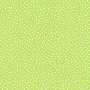 White 5 mm polka dots on bright green ground