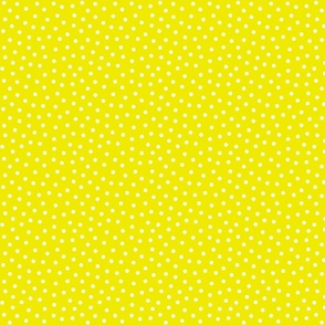 White 5 mm polka dots on bright yellow ground