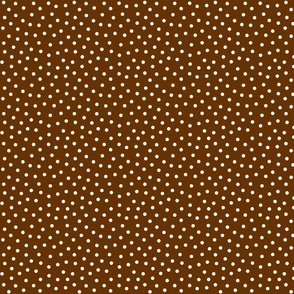 White 5 mm polka dots on brown ground 