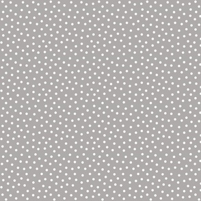 White 5 mm polka dots on grey ground 