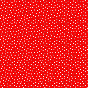 White 5 mm polka dots on tomato red ground