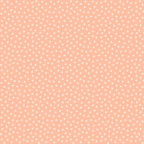 White 5 mm polka dots on peach ground 