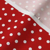 White 5 mm polka dots on red ground