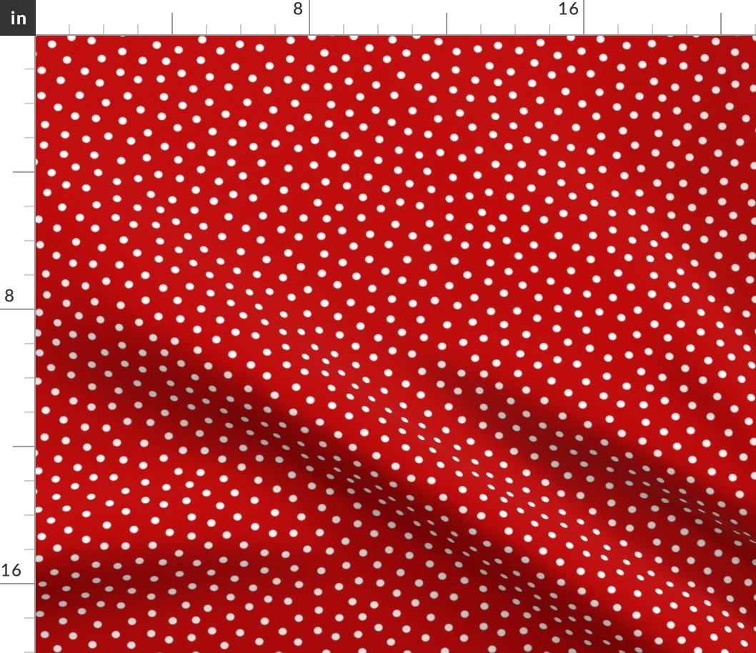 White 5 mm polka dots on red ground