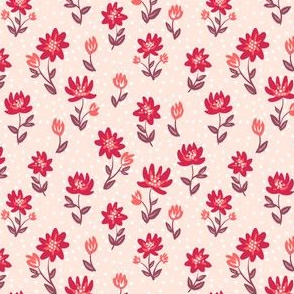 Decorative red small flowers on beige