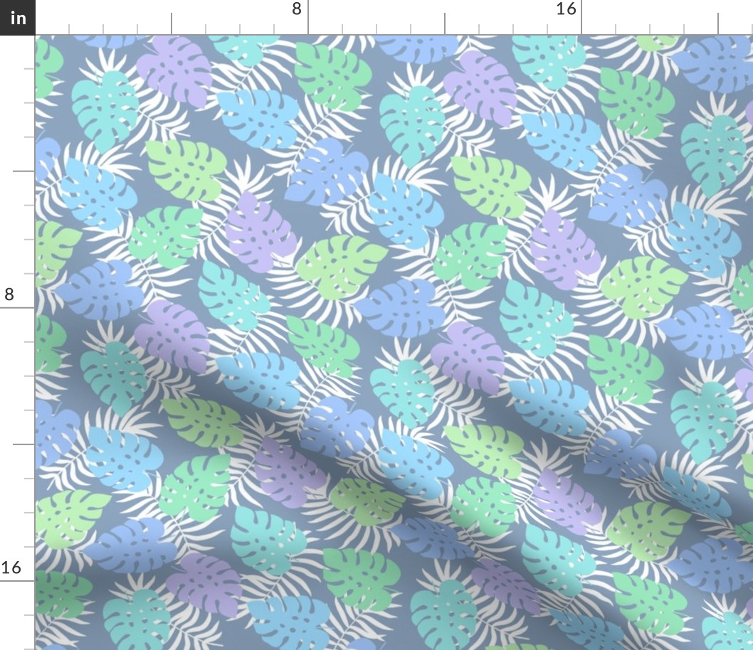 Cute tropical leaves - blue