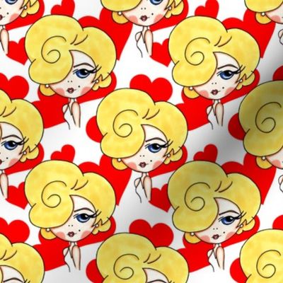 Marilyn Monroe on hearts all over print