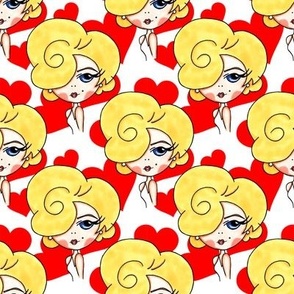 Marilyn Monroe on hearts all over print