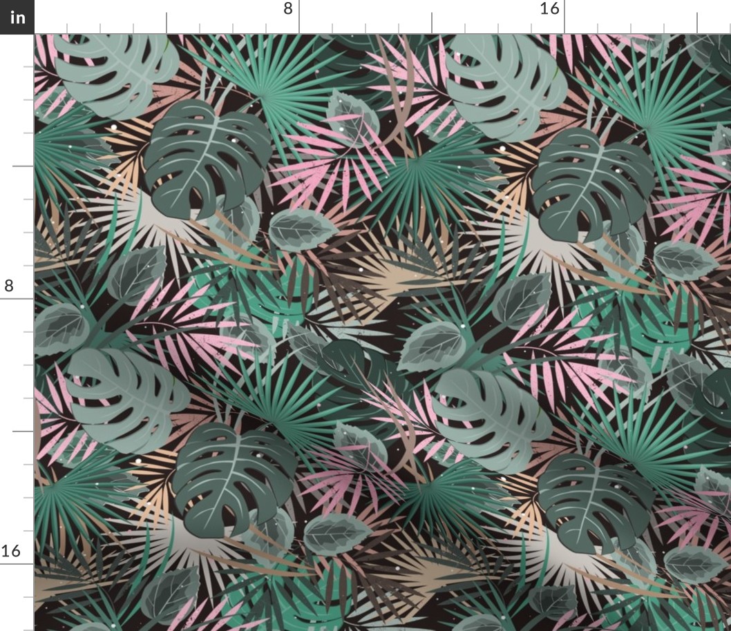 Floral summer pattern background with tropical palm leaves
