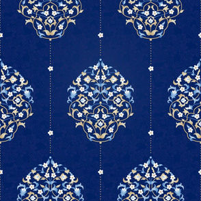 Arabic Blue Flowers Pattern