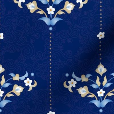 Arabic Blue Flowers Pattern