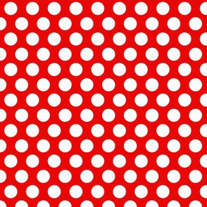 half inch white polka dots on red