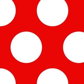 3 inch white polka dots on red 