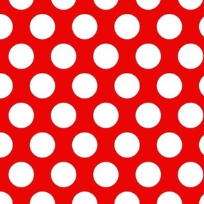 one inch white polka dots on red