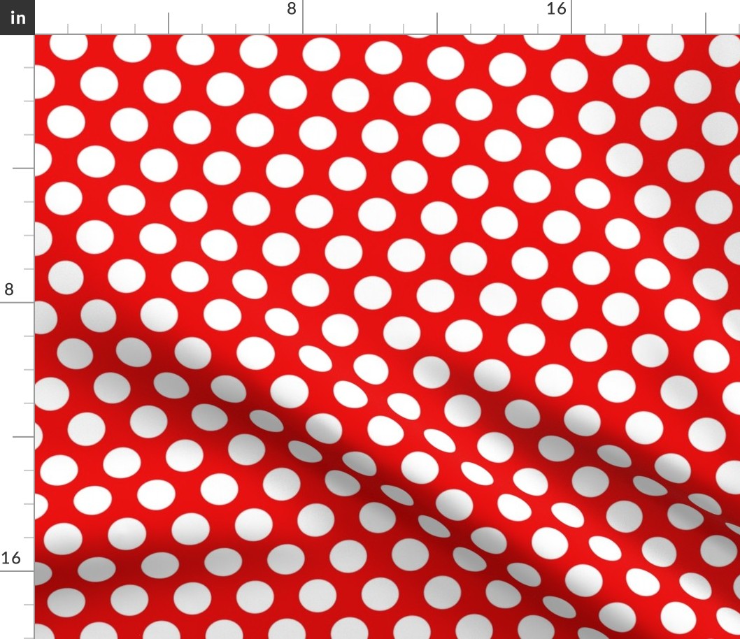 one inch white polka dots on red