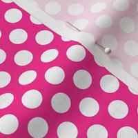 half inch white polka dots on pink